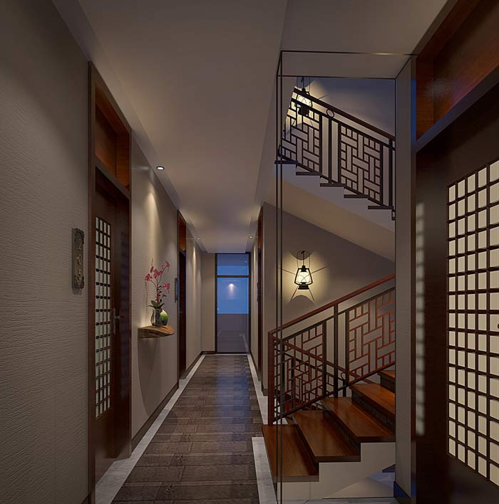 中山養生會所樓梯間裝修設計案例效果圖