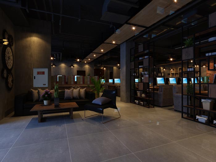 網(wǎng)咖休息區(qū)域裝修設(shè)計案例效果圖