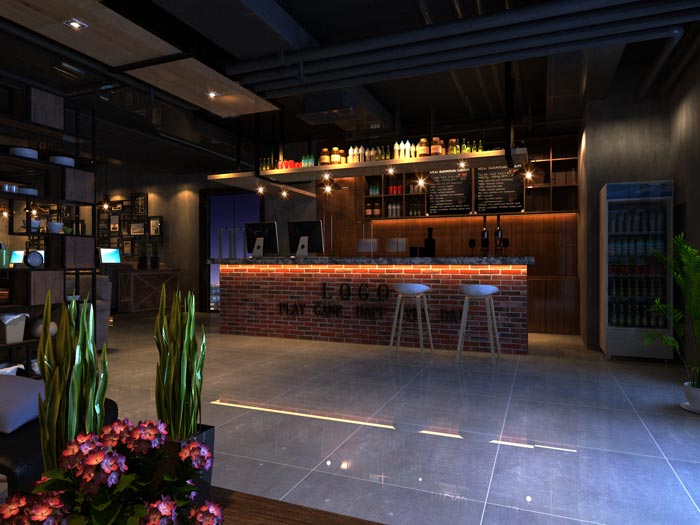 網(wǎng)咖前臺區(qū)域裝修設(shè)計案例效果圖