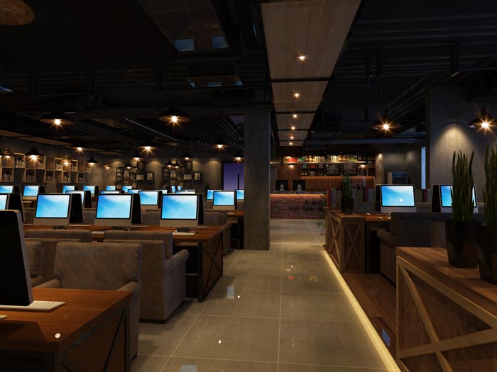 網(wǎng)咖電腦區(qū)域裝修設(shè)計案例效果圖