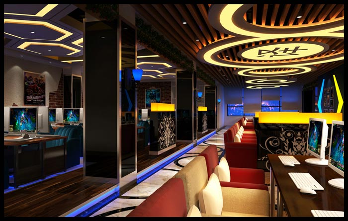 電競網(wǎng)咖走廊裝修設(shè)計案例效果圖