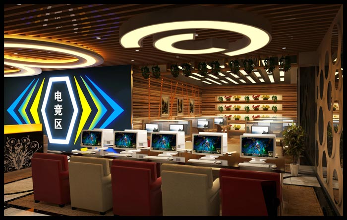 電競網(wǎng)咖點(diǎn)競區(qū)裝修設(shè)計案例效果圖