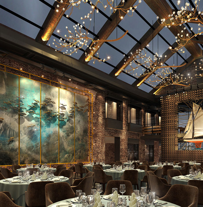 自然、素樸的餐廳就餐區域裝修設計方案效果圖