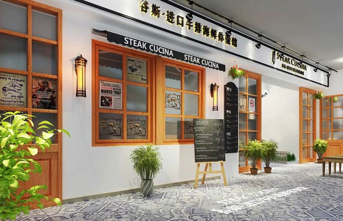 西餐廳外立面裝修設計效果圖