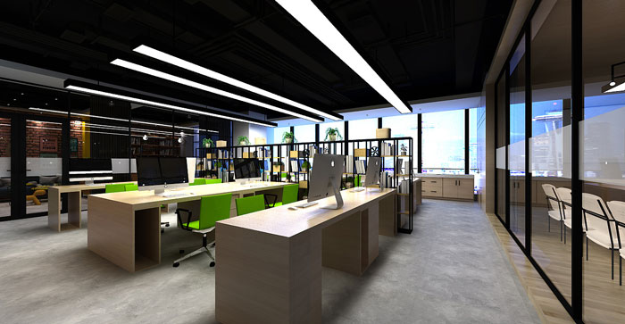 信息科技公司辦公室辦公區裝修設計效果圖