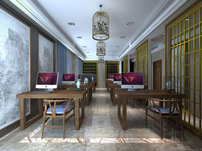 杭州中式辦公室辦公區裝修設計效果圖