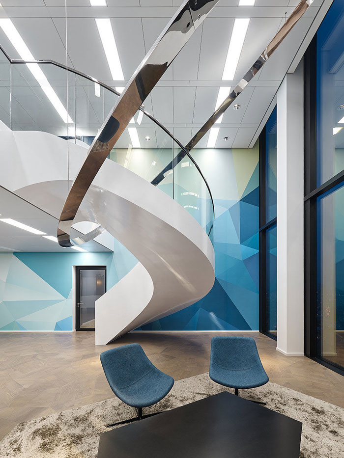 咨詢公司辦公室前臺樓梯裝修設計效果圖