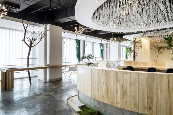 環(huán)保辦公室前臺裝修設(shè)計(jì)效果圖