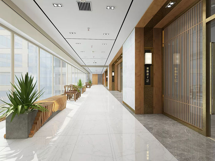 新中式辦公室進門區裝修設計效果圖