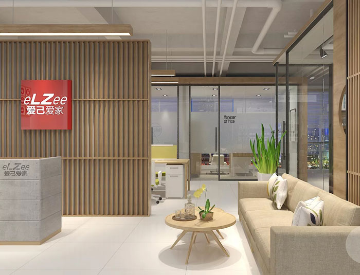 日式辦公室前臺接待裝修設計效果圖