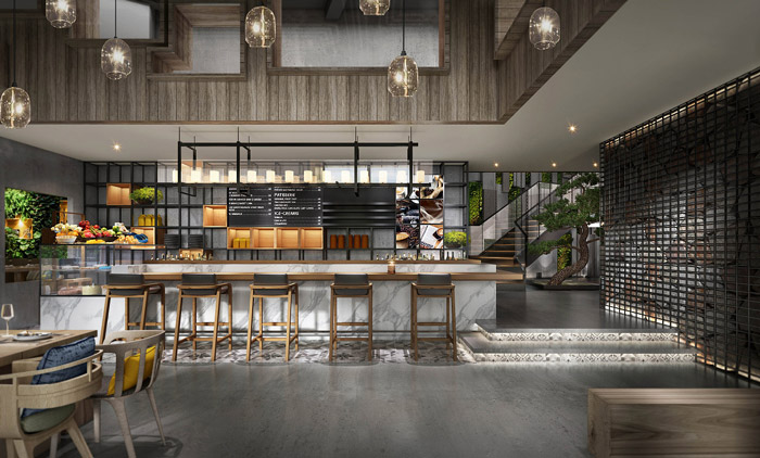 生態餐廳吧臺裝修設計效果圖