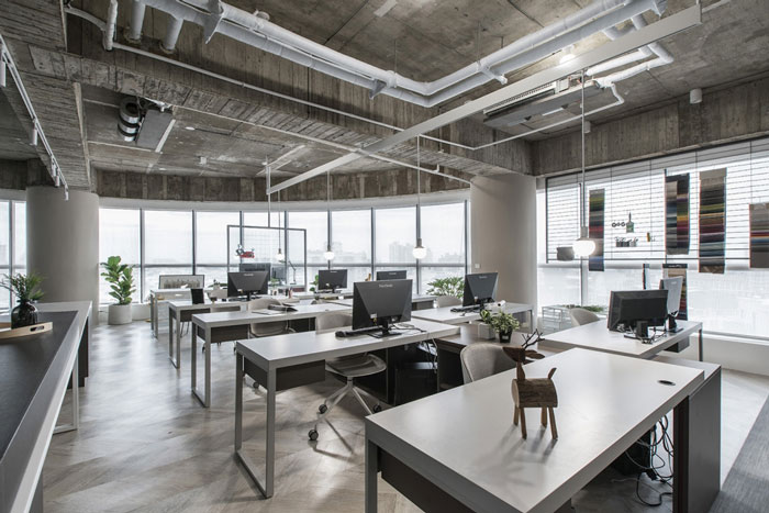 灰色系辦公室辦公區(qū)裝修設計效果圖