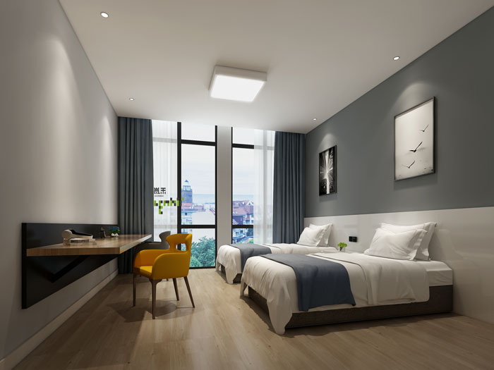 杭州環保公司辦公室宿舍裝修設計效果圖